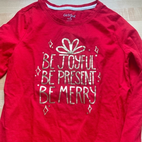 Christmas pajama set size 7 like new carters cat and Jack fleece pants and top - Picture 2 of 7